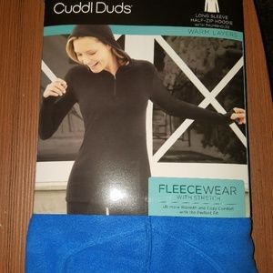 Cuddl Duds Fleecewear Half Zip Hoodie  *Blue* S